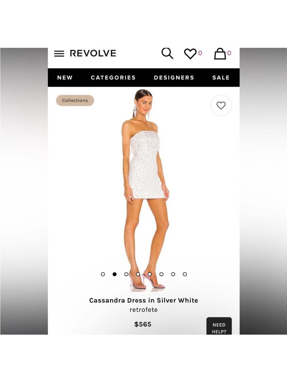 Retrofete Cassandra Mini Dress in Silver White